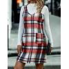 imageIDEALSANXUN Plaid Overall Dress for Women Fall Winter Sleeveless Plaid Dresses with PocketsWine