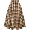 imageIDEALSANXUN Plaid Skirt for Womens High Waist Aline Pleated Midi SkirtsLight Brown