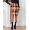 imageIDEALSANXUN Plaid Skirts for Women 2024 Fall Winter Knee Length Pencil Midi Wool Skirt with Slit Orange New M