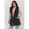 imageIDEALSANXUN Plaid Vest for Women Fall Winter Sleeveless Blazer JacketsPure Black