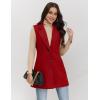 imageIDEALSANXUN Plaid Vest for Women Fall Winter Sleeveless Blazer JacketsPure Maple Red