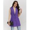 imageIDEALSANXUN Plaid Vest for Women Fall Winter Sleeveless Blazer JacketsPure Purple