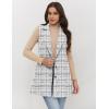 imageIDEALSANXUN Plaid Vest for Women Fall Winter Sleeveless Blazer JacketsTweed White