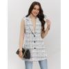 imageIDEALSANXUN Plaid Vest for Women Fall Winter Sleeveless Blazer JacketsTweed White