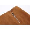imageIDEALSANXUN Suede Skirts for Women High Waisted Bodycon Mini Skirt with Double ZipperBrown