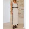 imageIDEALSANXUN Two Piece Sets for Women Summer Cropped Linen Tank Tops and Maxi Skirt Matching SetBeige