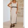 imageIDEALSANXUN Two Piece Sets for Women Summer Cropped Linen Tank Tops and Maxi Skirt Matching SetBeige