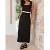 imageIDEALSANXUN Two Piece Sets for Women Summer Cropped Linen Tank Tops and Maxi Skirt Matching SetBlack