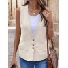 imageIDEALSANXUN Womens Cotton Linen Vest Casual Lightweight Button Down Sleeveless Jackets TopsBeige