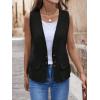 imageIDEALSANXUN Womens Cotton Linen Vest Casual Lightweight Button Down Sleeveless Jackets TopsBlack