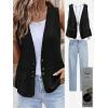 imageIDEALSANXUN Womens Cotton Linen Vest Casual Lightweight Button Down Sleeveless Jackets TopsBlack