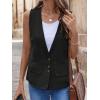 imageIDEALSANXUN Womens Cotton Linen Vest Casual Lightweight Button Down Sleeveless Jackets TopsBlack