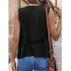 imageIDEALSANXUN Womens Cotton Linen Vest Casual Lightweight Button Down Sleeveless Jackets TopsBlack