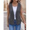 imageIDEALSANXUN Womens Cotton Linen Vest Casual Lightweight Button Down Sleeveless Jackets TopsDark Grey