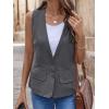 imageIDEALSANXUN Womens Cotton Linen Vest Casual Lightweight Button Down Sleeveless Jackets TopsDark Grey