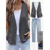 imageIDEALSANXUN Womens Cotton Linen Vest Casual Lightweight Button Down Sleeveless Jackets TopsDark Grey