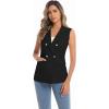 imageIDEALSANXUN Womens Double Breasted Vest Tops Sleeveless Blazer Spring Summer Suit JacketsBlack