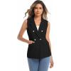 imageIDEALSANXUN Womens Double Breasted Vest Tops Sleeveless Blazer Spring Summer Suit JacketsBlack