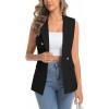 imageIDEALSANXUN Womens Double Breasted Vest Tops Sleeveless Blazer Spring Summer Suit JacketsBlack