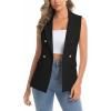imageIDEALSANXUN Womens Double Breasted Vest Tops Sleeveless Blazer Spring Summer Suit JacketsBlack