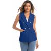 imageIDEALSANXUN Womens Double Breasted Vest Tops Sleeveless Blazer Spring Summer Suit JacketsBlue