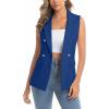 imageIDEALSANXUN Womens Double Breasted Vest Tops Sleeveless Blazer Spring Summer Suit JacketsBlue