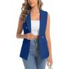 imageIDEALSANXUN Womens Double Breasted Vest Tops Sleeveless Blazer Spring Summer Suit JacketsBlue