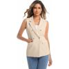imageIDEALSANXUN Womens Double Breasted Vest Tops Sleeveless Blazer Spring Summer Suit JacketsKhaki
