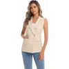 imageIDEALSANXUN Womens Double Breasted Vest Tops Sleeveless Blazer Spring Summer Suit JacketsKhaki