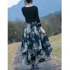 imageIDEALSANXUN Womens Elastic Waist Aline Cotton Lined Retro Maxi Hem Pleated Long SkirtsPrint 001
