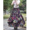 imageIDEALSANXUN Womens Elastic Waist Aline Cotton Lined Retro Maxi Hem Pleated Long SkirtsPrint 17
