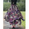 imageIDEALSANXUN Womens Elastic Waist Aline Cotton Lined Retro Maxi Hem Pleated Long SkirtsPrint 616