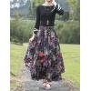 imageIDEALSANXUN Womens Elastic Waist Aline Cotton Lined Retro Maxi Hem Pleated Long SkirtsPrint 616