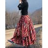 imageIDEALSANXUN Womens Elastic Waist Aline Cotton Lined Retro Maxi Hem Pleated Long SkirtsPrint 620