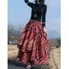 imageIDEALSANXUN Womens Elastic Waist Aline Cotton Lined Retro Maxi Hem Pleated Long SkirtsPrint 620