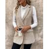 imageIDEALSANXUN Womens Herringbone Print Vest Fall Winter Double Breasted Sleeveless Blazer JacketsKhaki