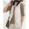 imageIDEALSANXUN Womens Linen Vest Casual Lightweight Sleeveless Blazer Spring Summer JacketsBeige