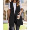imageIDEALSANXUN Womens Long Linen Vest Dressy Sleeveless Blazer Jackets Outerwear TopsBlack