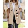 imageIDEALSANXUN Womens Long Linen Vest Dressy Sleeveless Blazer Jackets Outerwear TopsKhaki