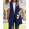 imageIDEALSANXUN Womens Long Linen Vest Dressy Sleeveless Blazer Jackets Outerwear TopsNavy