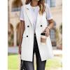 imageIDEALSANXUN Womens Long Linen Vest Dressy Sleeveless Blazer Jackets Outerwear TopsWhite