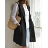 imageIDEALSANXUN Womens Long Linen Vest Tops Casual Spring Summer Lightweight JacketsBlack