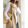 imageIDEALSANXUN Womens Long Linen Vest Tops Casual Spring Summer Lightweight JacketsKhaki