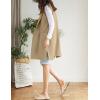 imageIDEALSANXUN Womens Long Linen Vest Tops Casual Spring Summer Lightweight JacketsKhaki