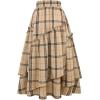 imageIDEALSANXUN Womens Long Plaid Skirts High Waisted A Line Renaissance Maxi Skirt with PocketsKhaki