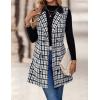 imageIDEALSANXUN Womens Long Tweed Vest Fall Winter Sleeveless Blazer Jackets Trench CoatBlack