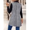 imageIDEALSANXUN Womens Long Tweed Vest Fall Winter Sleeveless Blazer Jackets Trench CoatBlack
