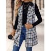 imageIDEALSANXUN Womens Long Tweed Vest Fall Winter Sleeveless Blazer Jackets Trench CoatBlack