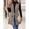 imageIDEALSANXUN Womens Long Tweed Vest Fall Winter Sleeveless Blazer Jackets Trench CoatBrown