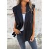 imageIDEALSANXUN Womens Long Vest Spring Fall Sleeveless Blazer Suit Jackets Trench Coat TopsBlack